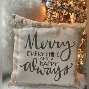 NWOT Merry Everything And A Happy Always Throw Pillow Primitives By Kathy